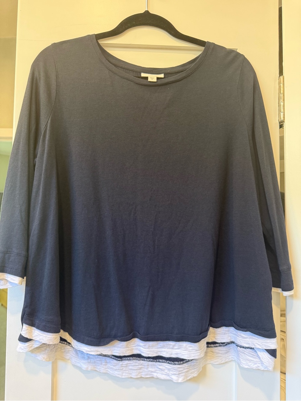 J. Jill Navy Tunic with White Layered Hem